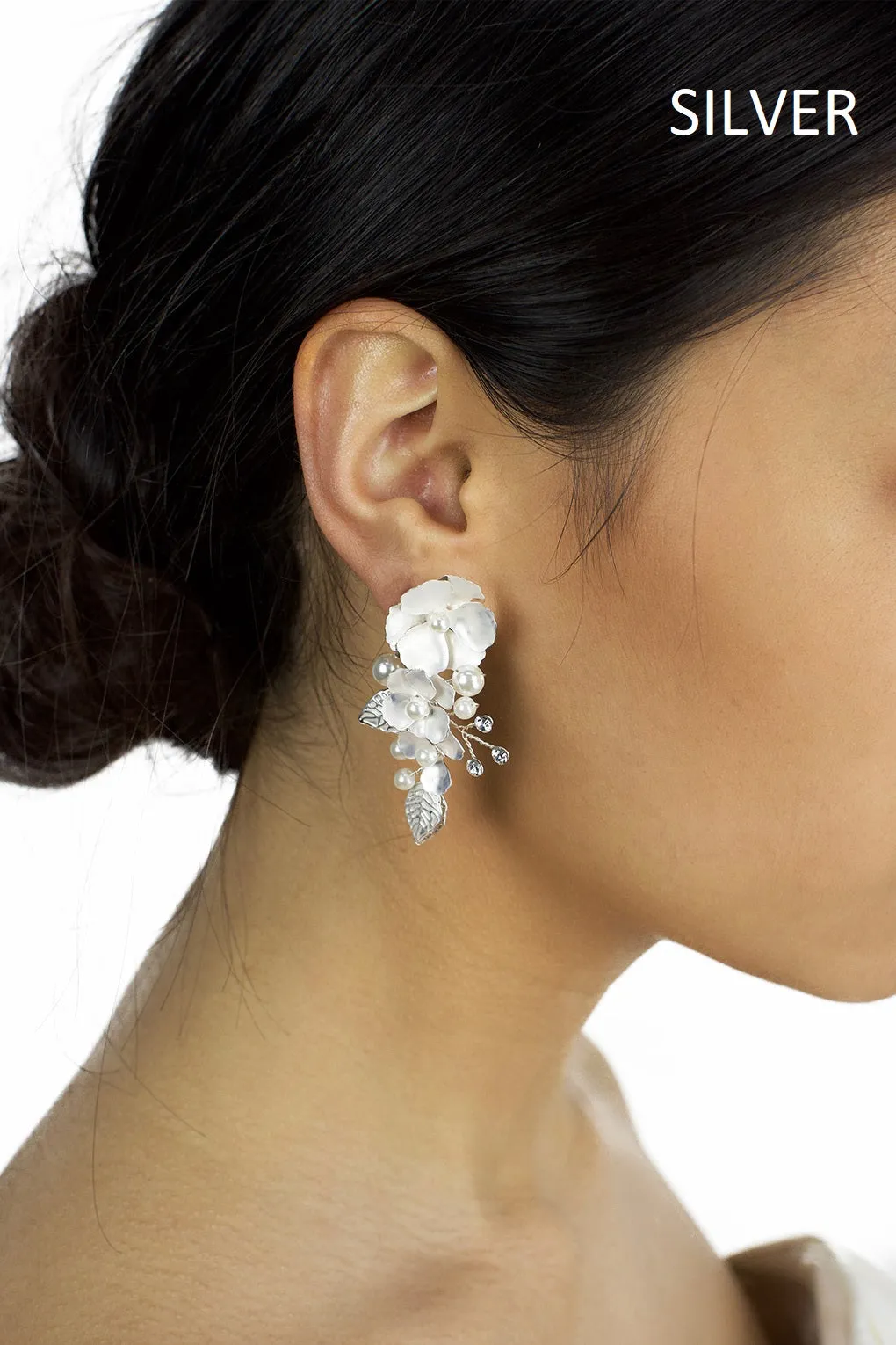 Aurelia - Floral Pearl Crystal Bridal Earrings