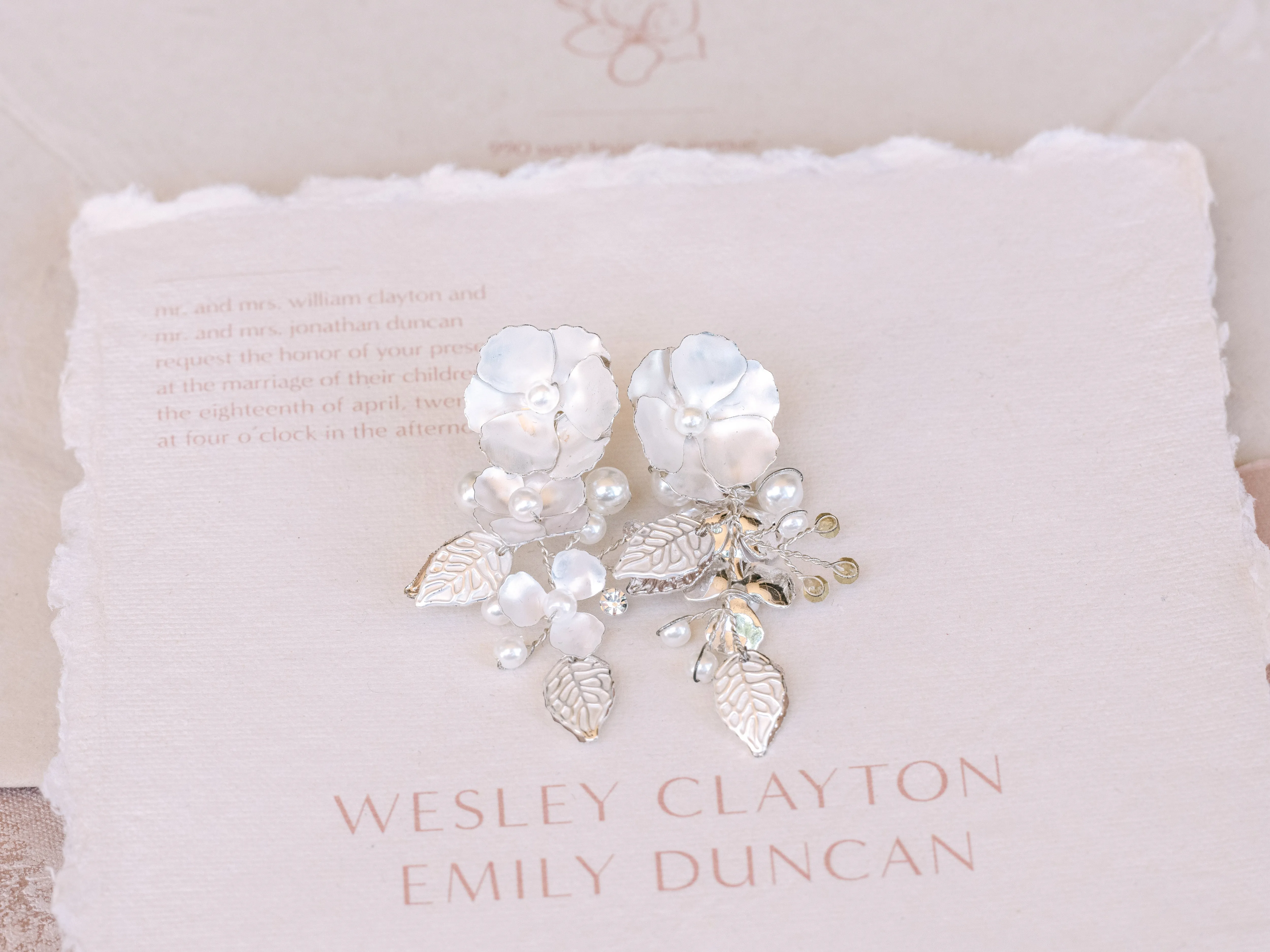 Aurelia - Floral Pearl Crystal Bridal Earrings