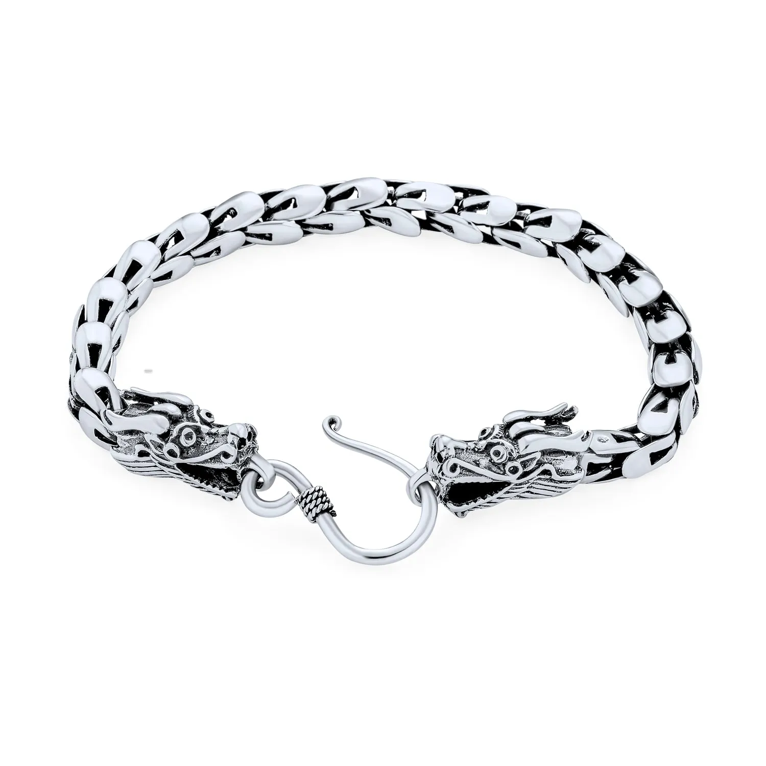 Bali Handmade Dragon Scales Chain Link Bracelet  Silver Men