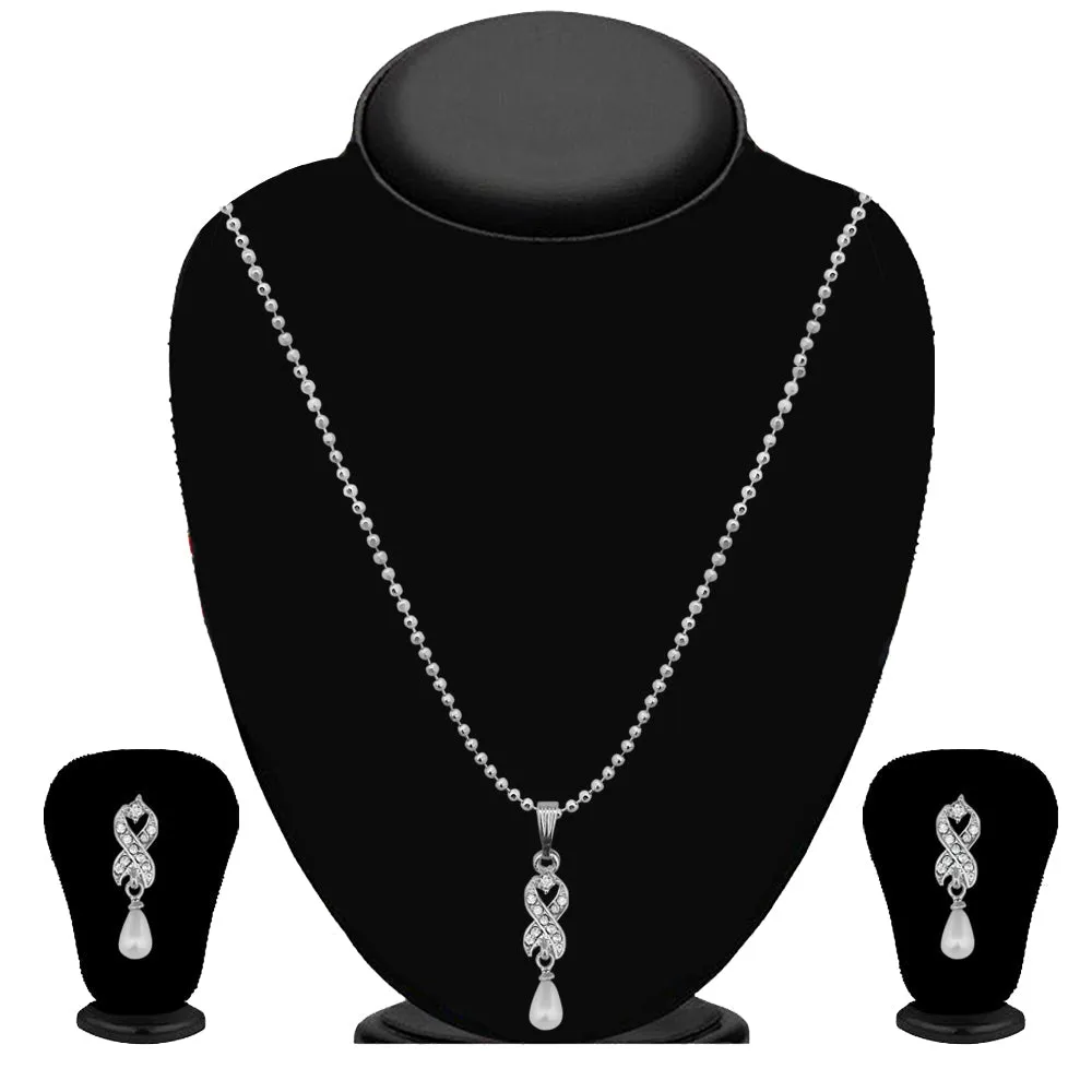 Bhavi Jewels Silver Plated Austrian Stone Pendant Set