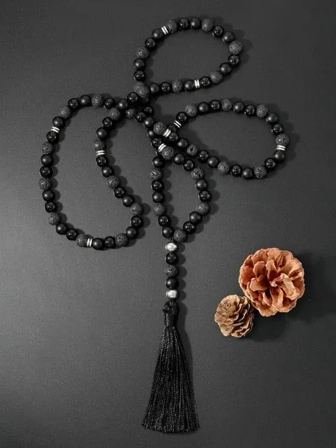 Black & Silver Beaded Necklace