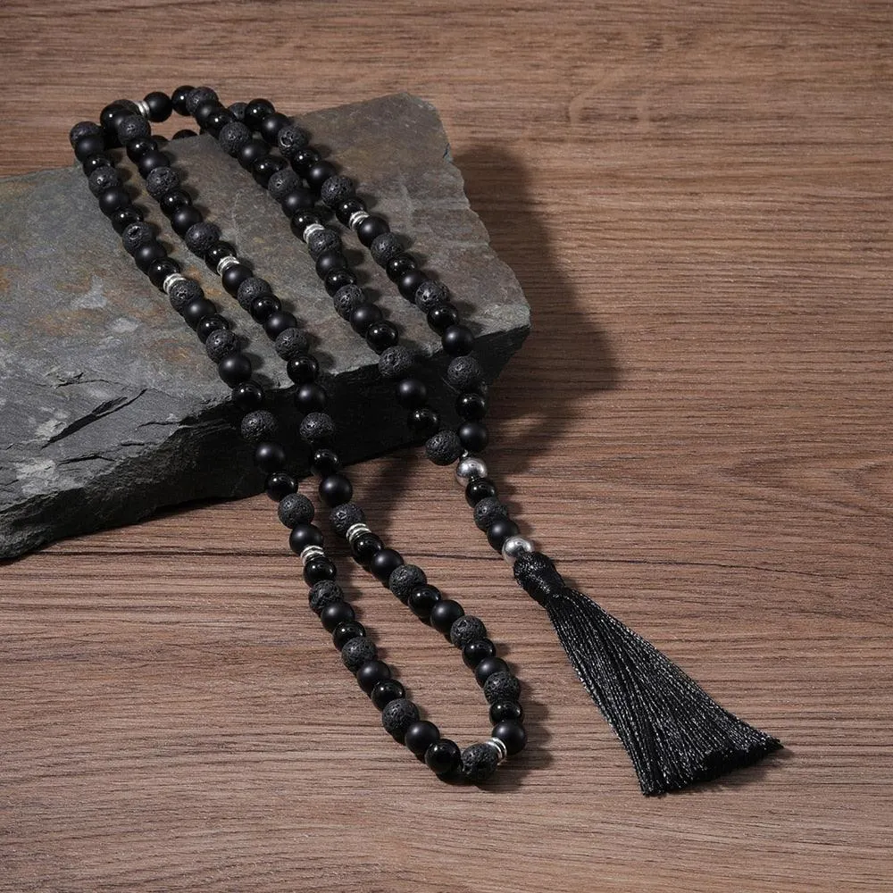 Black & Silver Beaded Necklace