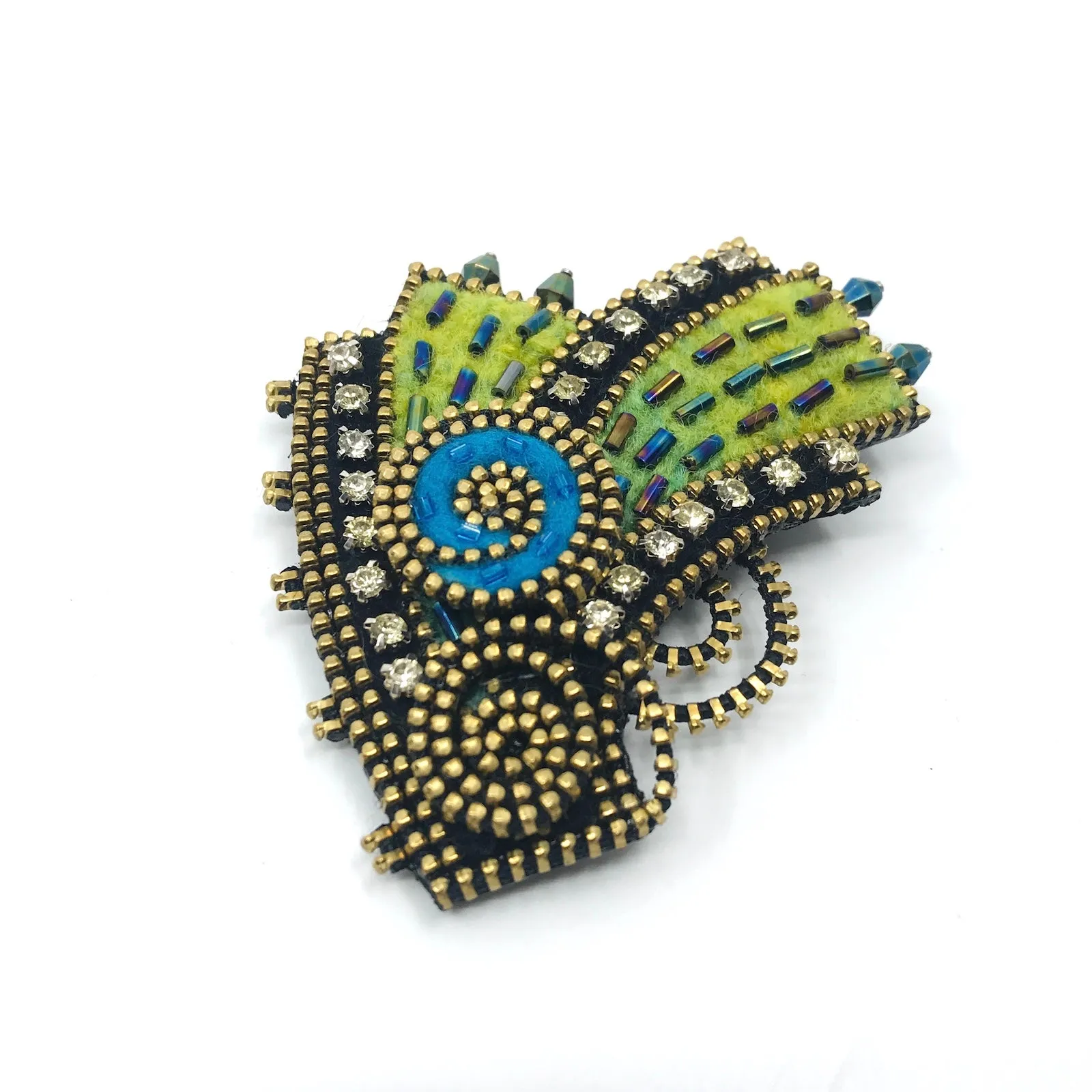 Blue Swirl Mixed Media Brooch by Odile Gova