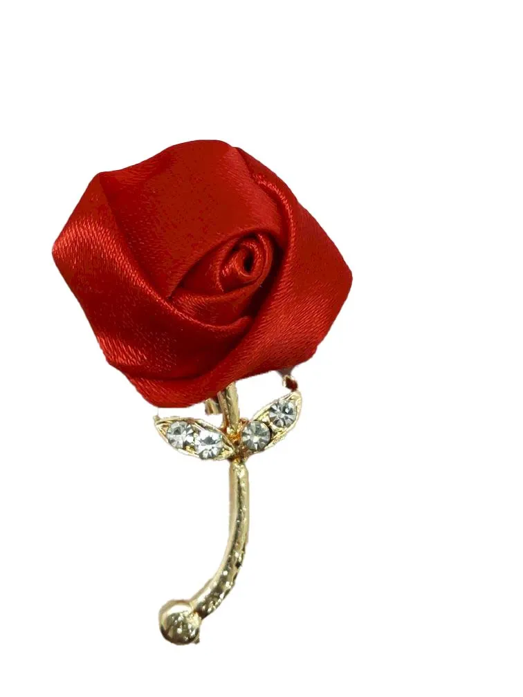 Bright Red Flower Designer Brooch