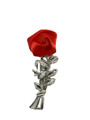 Bright Red Rose Designer Brooch