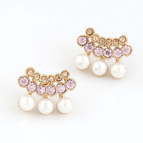 Brincos Simulated Pearl Earrings for Women Crystal Boucle d'oreille Femme Butterfly Fashion Jewelry Stud pendientes bijoux