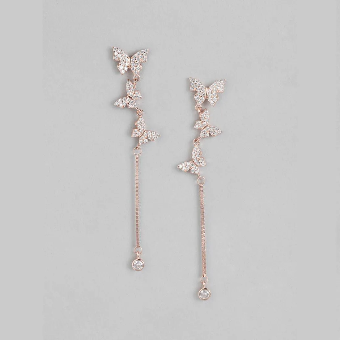 Butterfly Dreams Cubic Zirconia Rose Gold 925 Sterling Silver Earrings