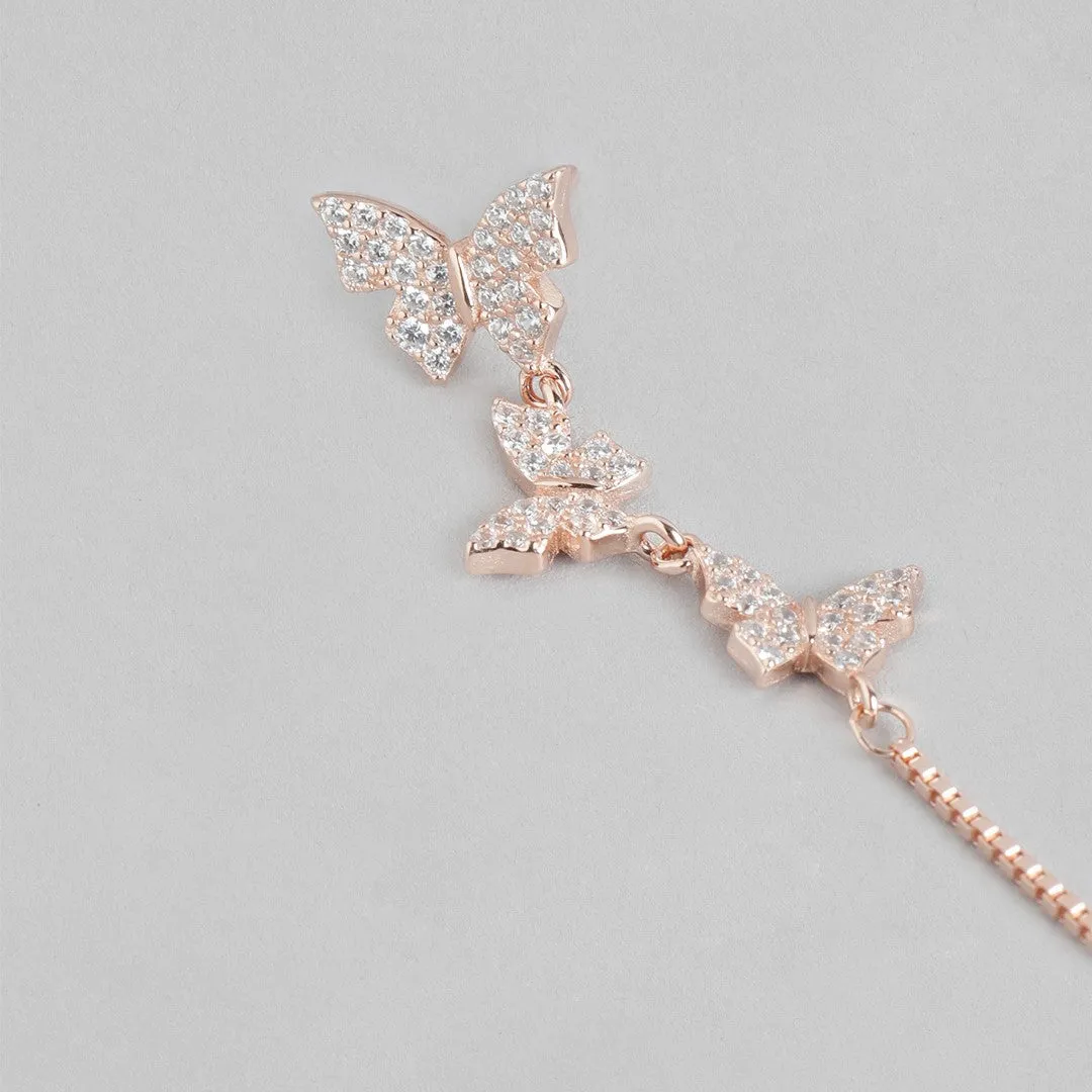 Butterfly Dreams Cubic Zirconia Rose Gold 925 Sterling Silver Earrings