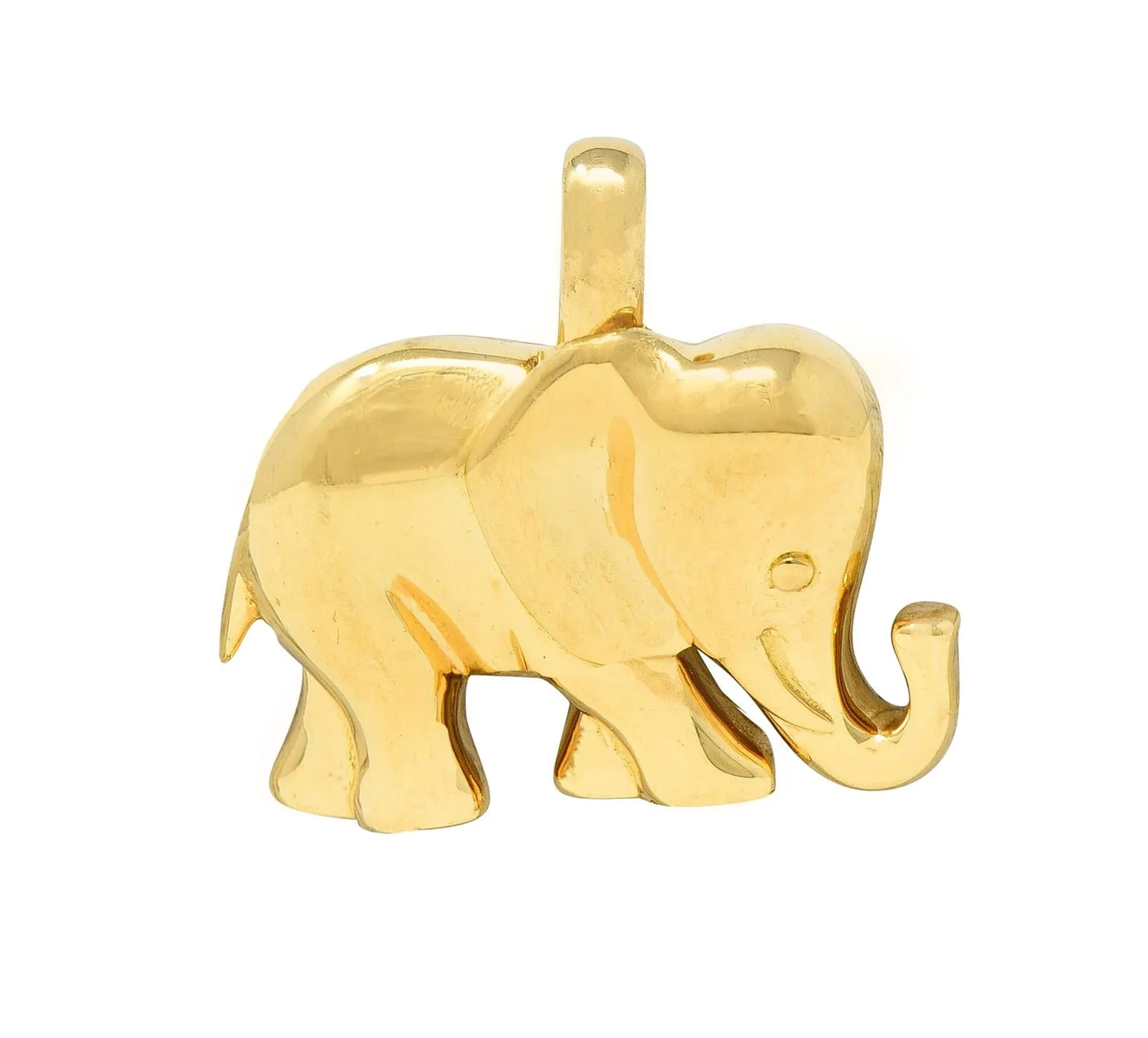 Cartier French 1980's 18 Karat Yellow Gold Vintage Mother & Child Elephant Brooch