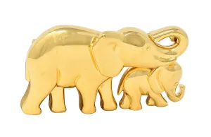 Cartier French 1980's 18 Karat Yellow Gold Vintage Mother & Child Elephant Brooch