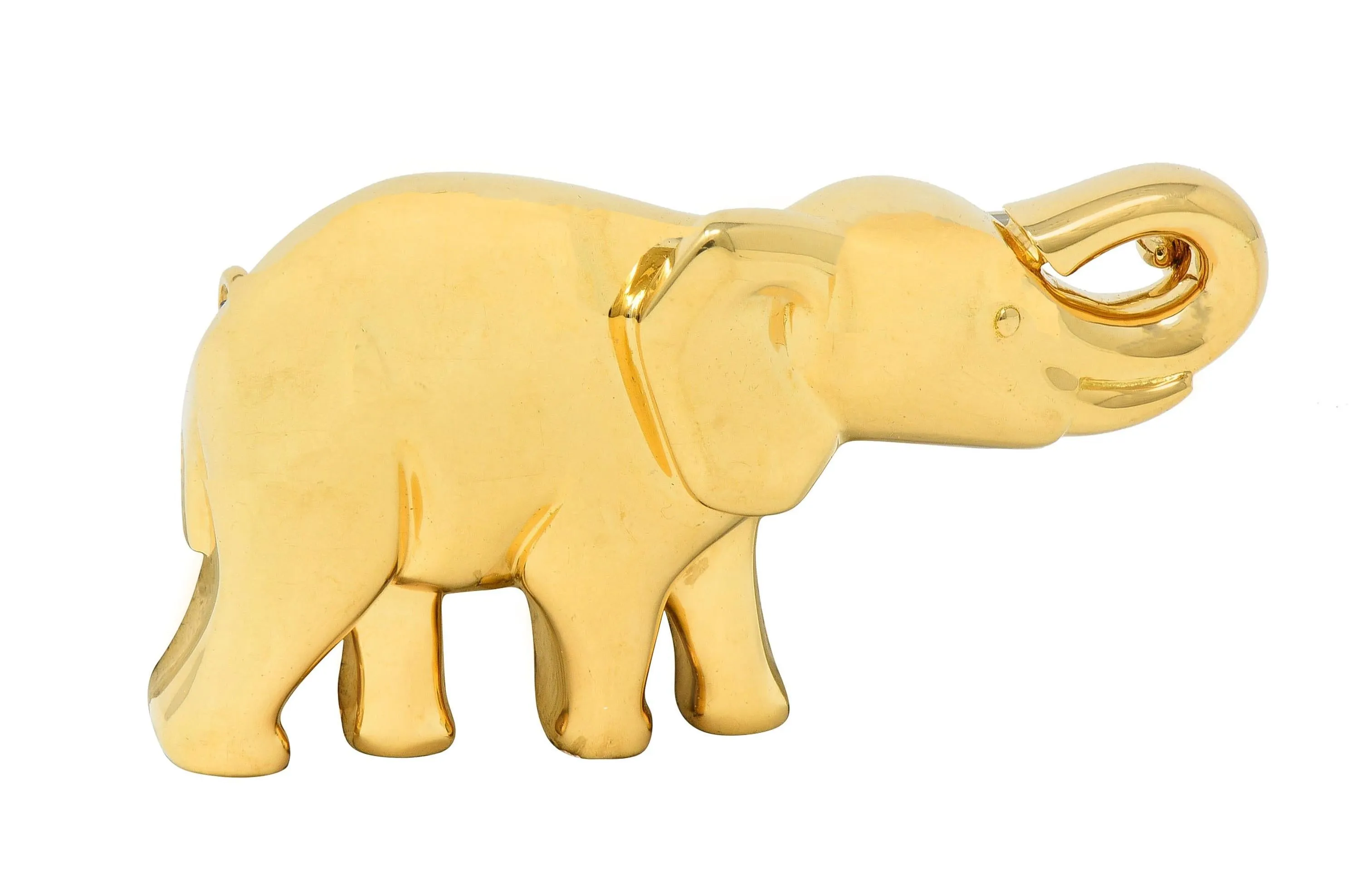 Cartier French 1980's 18 Karat Yellow Gold Vintage Mother & Child Elephant Brooch