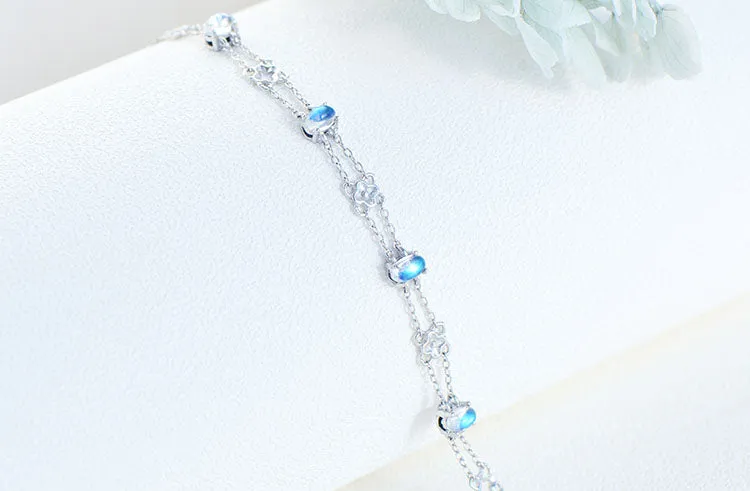 Chic Womens Blue Moonstone Bracelet June Birthstone Jewelry For Women