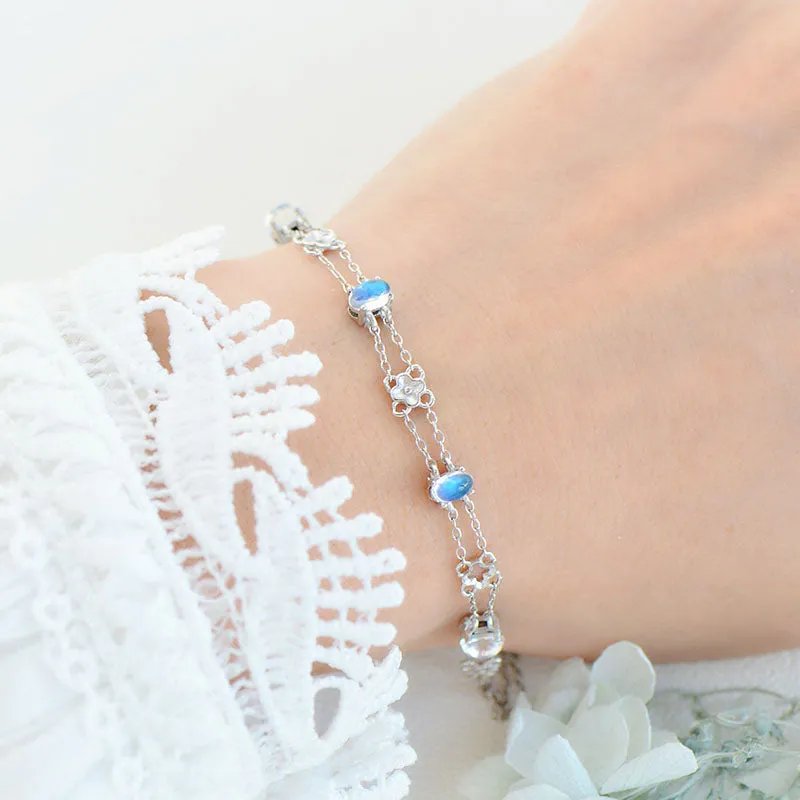 Chic Womens Blue Moonstone Bracelet June Birthstone Jewelry For Women