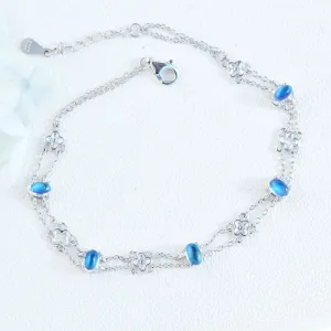 Chic Womens Blue Moonstone Bracelet June Birthstone Jewelry For Women