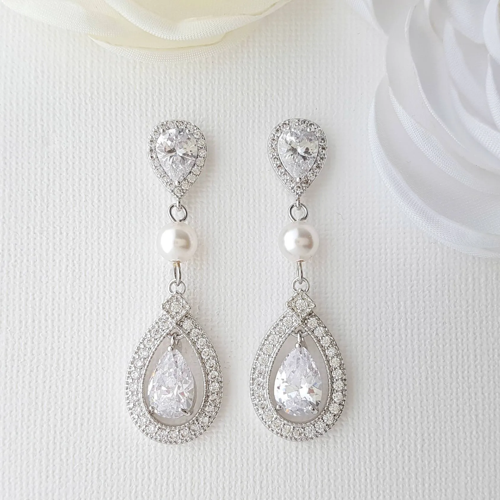 Clip On Wedding Earrings-Sarah