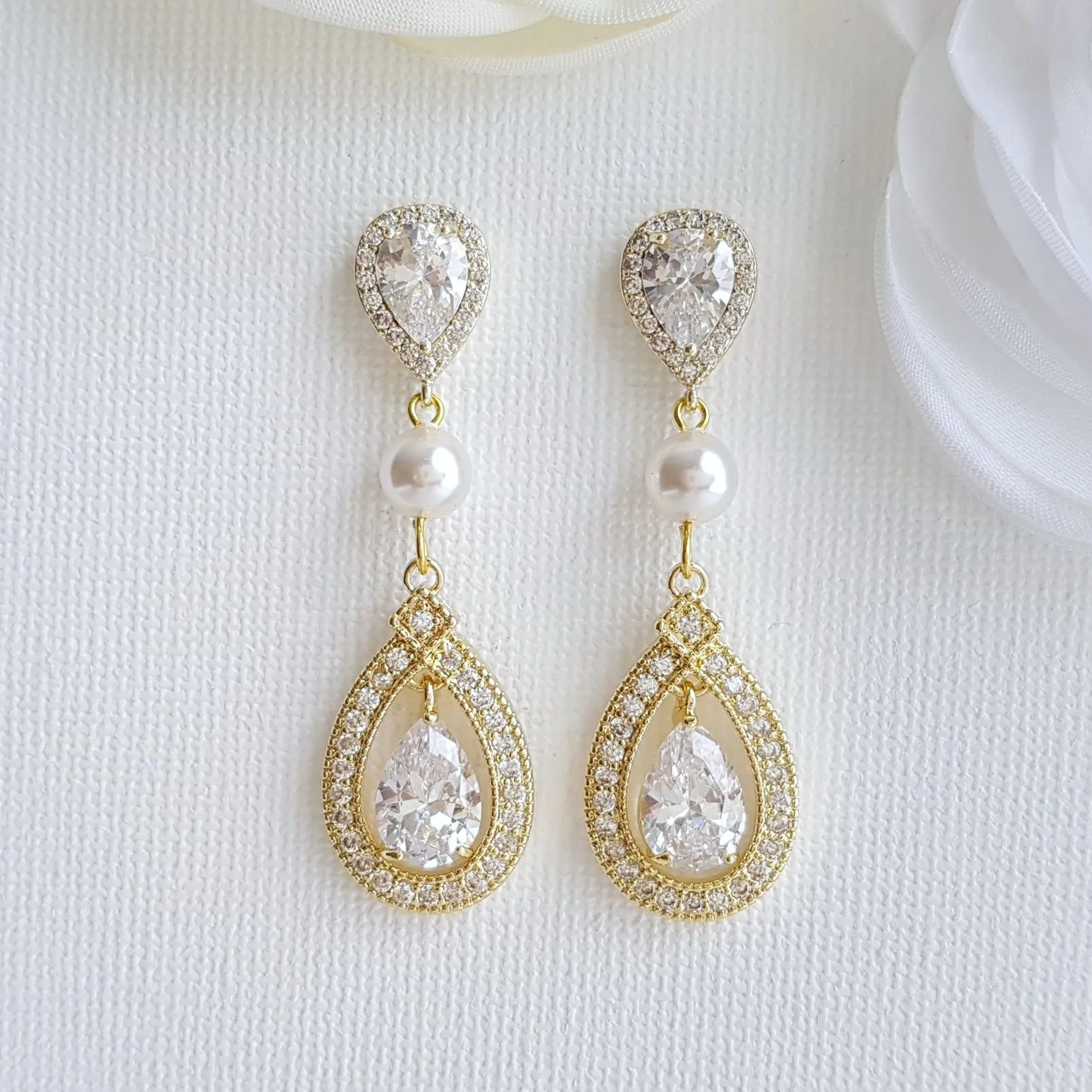 Clip On Wedding Earrings-Sarah