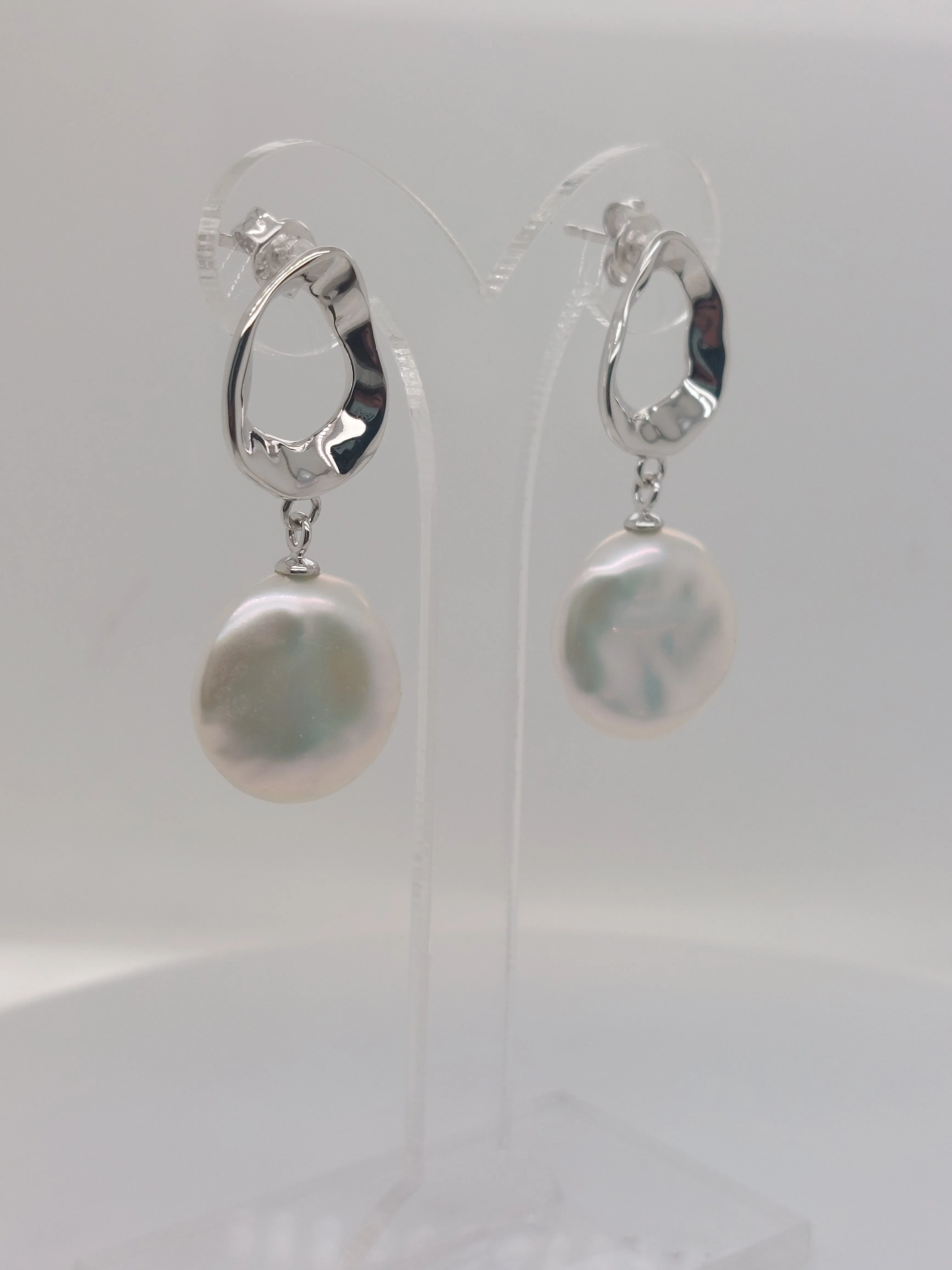 Coin Drop Pearl Earrings