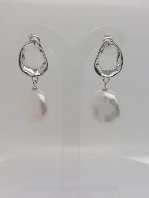 Coin Drop Pearl Earrings