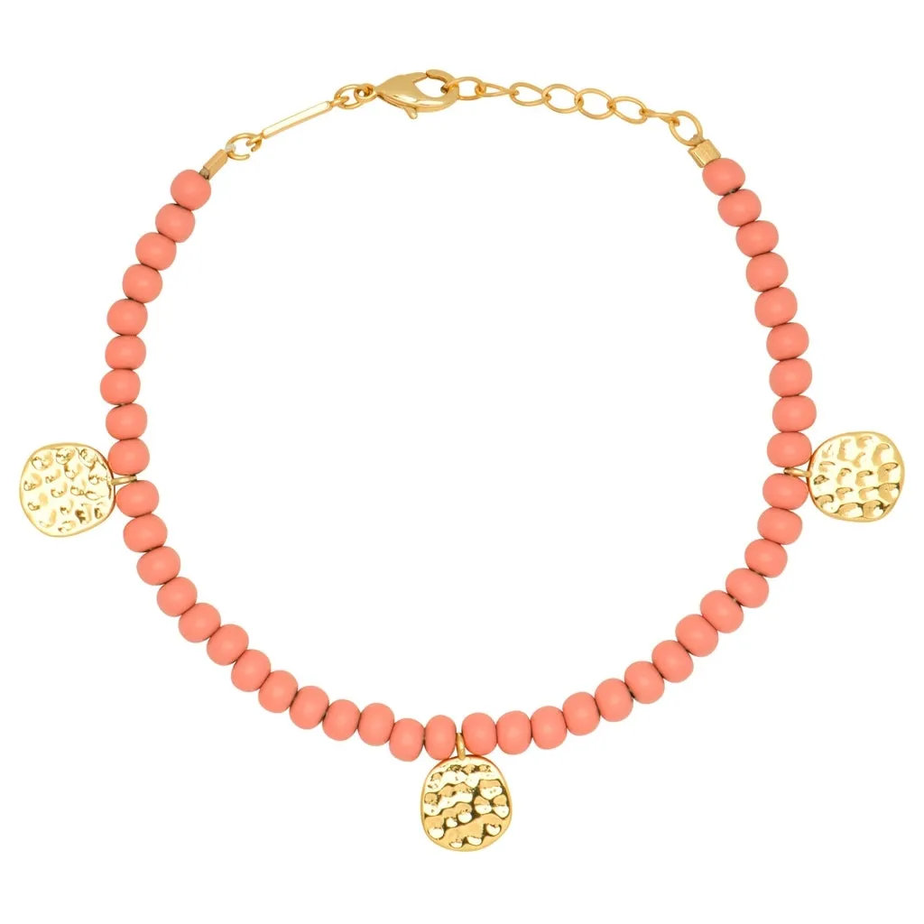 Color Ball Bracelet Charms gold plated - Burnt Coral