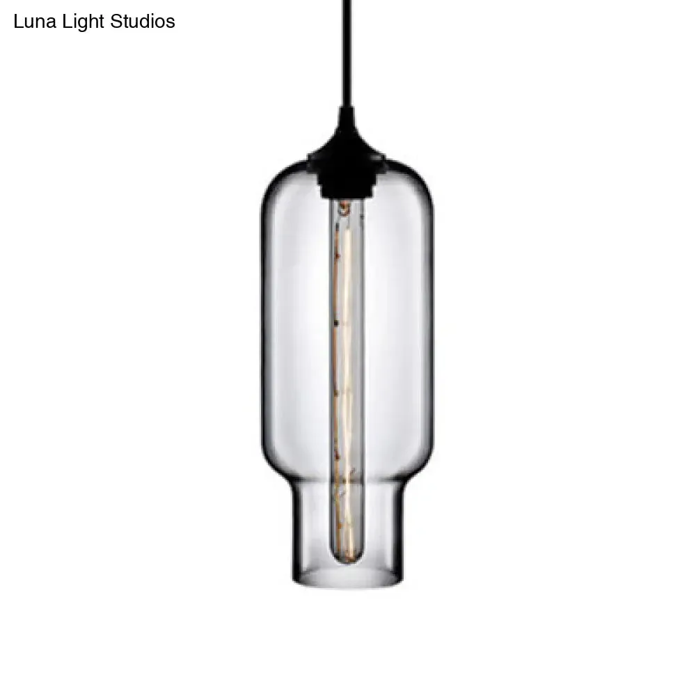 Contemporary Ceiling Pendant Light with Colorful Bottle Glass Shade - 1 Light Hanging Fixture