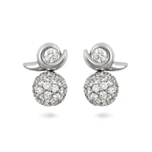 Contour Pave Ball Diamond and White Gold Earrings