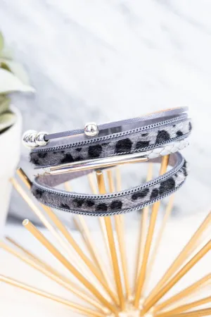 Crystal Avenue Smoky Leopard Print Multi-Strand Magnetic Bracelet