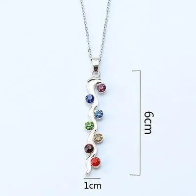 Crystal Stone 7 Chakra Necklace Chain Gemstone Swarovski Necklace