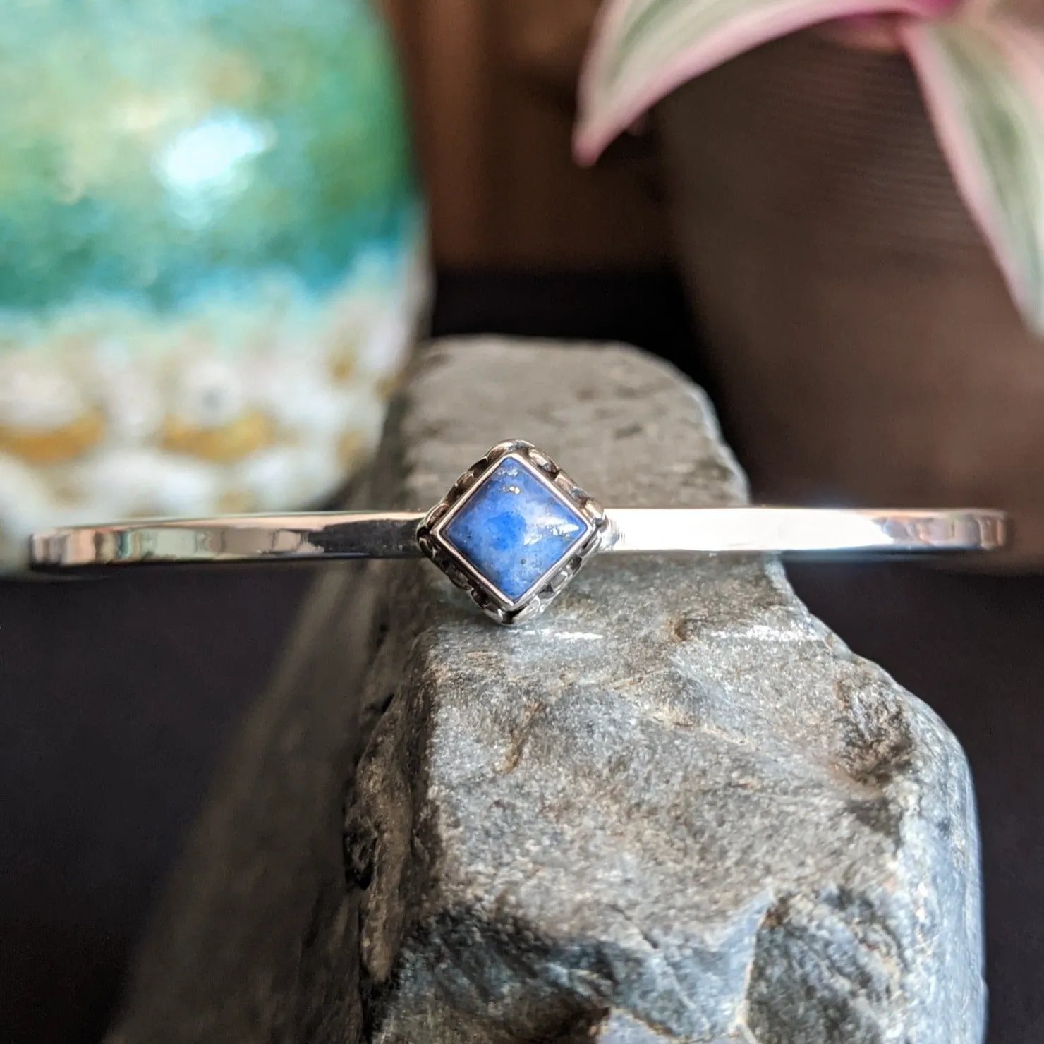 Denim Lapis Sterling Silver Cuff by A. Martin GJ-BRC-0052