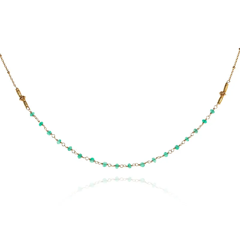 Dorian Collar Necklace, Green Onyx, Gold