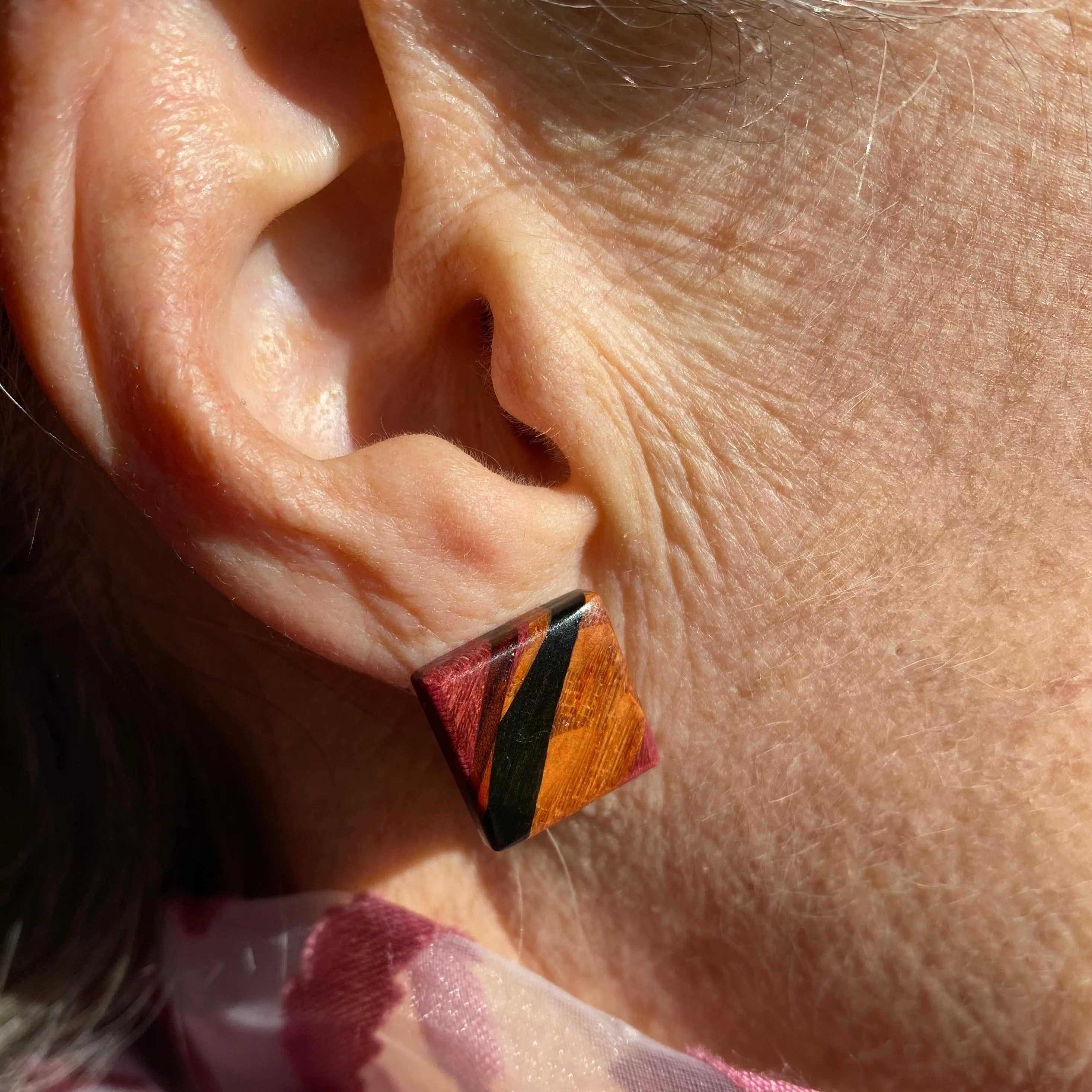 Earring - Inlaid Wood Post