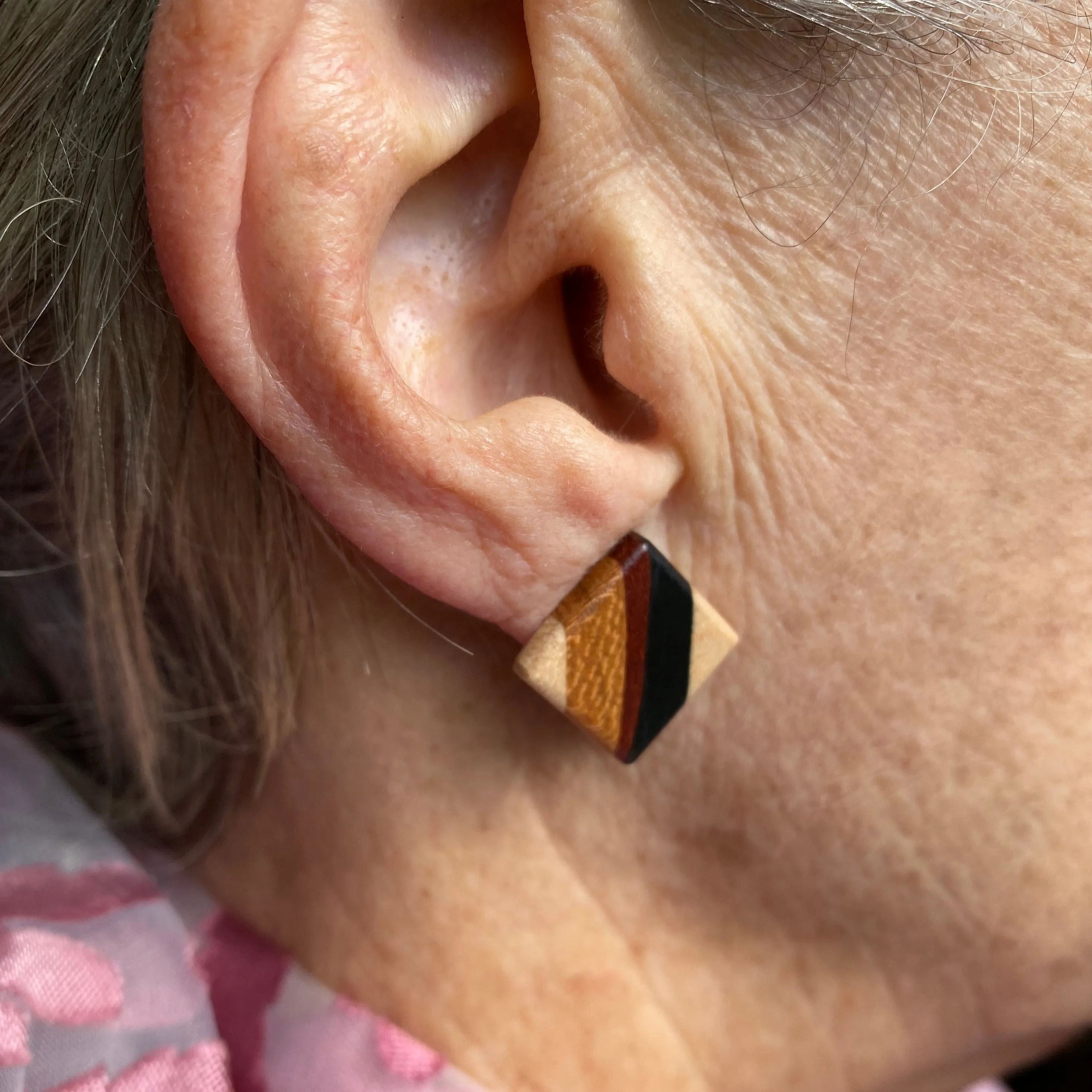 Earring - Inlaid Wood Post