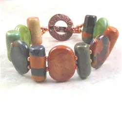 Earth-tone Handmade Kazuri Bead Cuff Bangle Bracelet