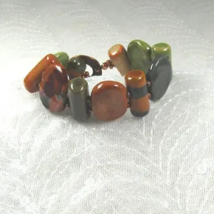 Earth-tone Handmade Kazuri Bead Cuff Bangle Bracelet