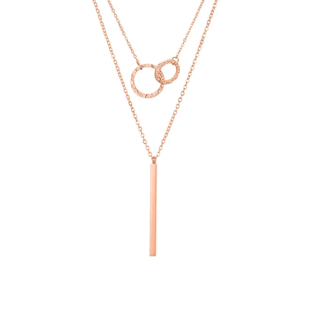 ELEGANT CIRCLES AND BAR LAYERED NECKLACE SET