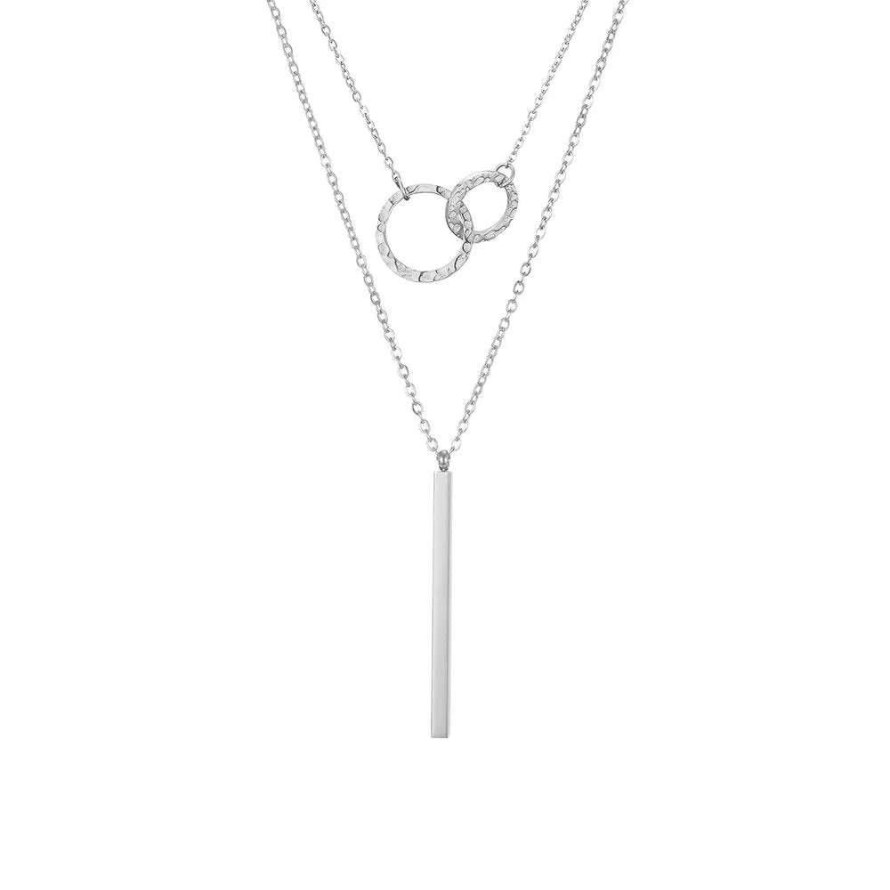 ELEGANT CIRCLES AND BAR LAYERED NECKLACE SET