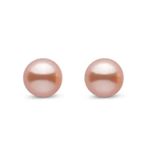 Elegant Freshwater Pink Semi Round Pearl Stud Earrings WE00208