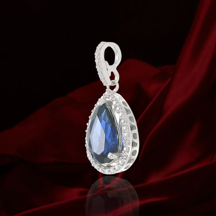 Elegant Teardrop Pendant with Blue Sapphire