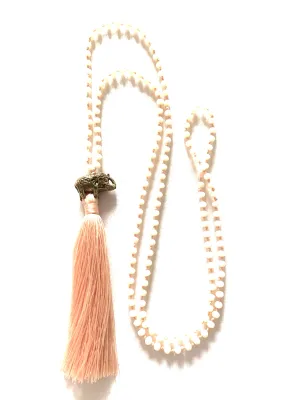 Elephant nude beaded necklace with tassel