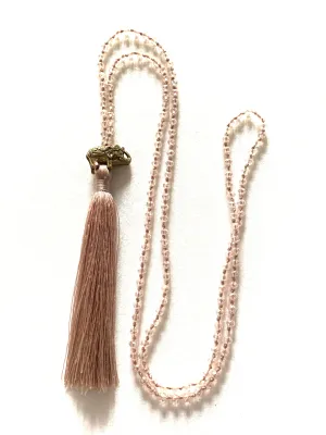 Elephant sparkly pink beaded necklace with tassel