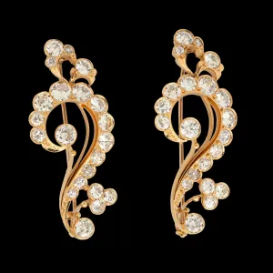 Estate Diamond 18Kt Yellow Gold Pin Set, circa 1900