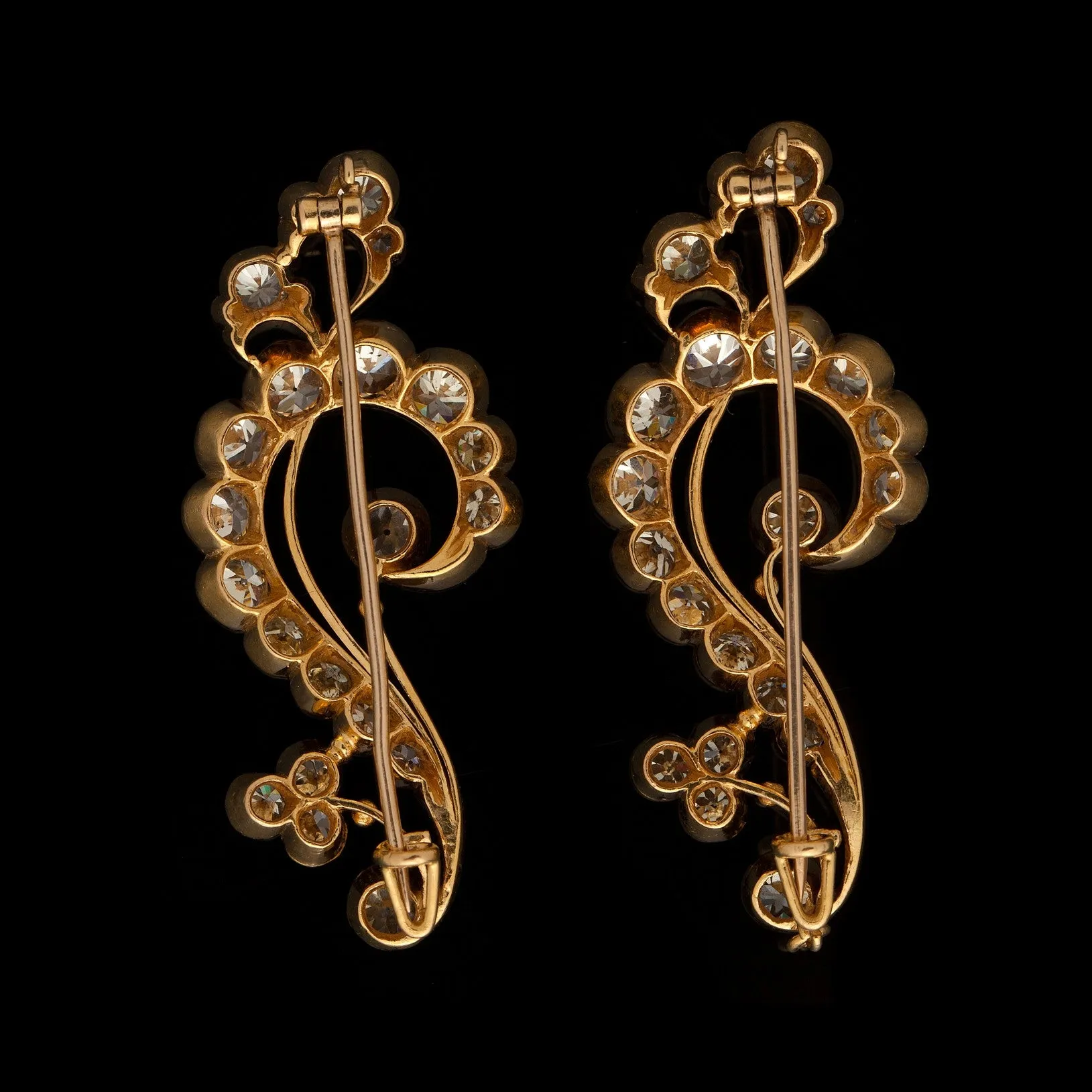 Estate Diamond 18Kt Yellow Gold Pin Set, circa 1900