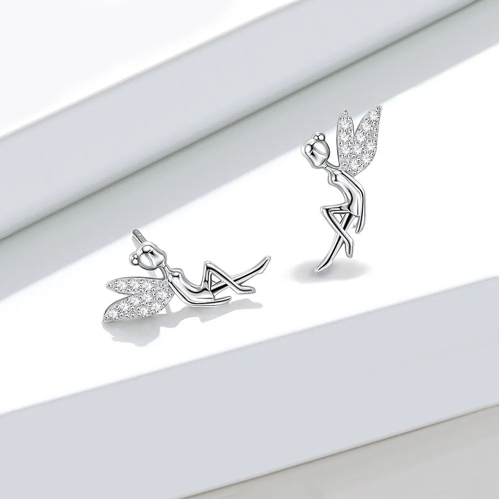 Fairy Angel Cubic Zirconia 925 Sterling Silver Luxury Stud Earrings