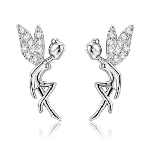 Fairy Angel Cubic Zirconia 925 Sterling Silver Luxury Stud Earrings