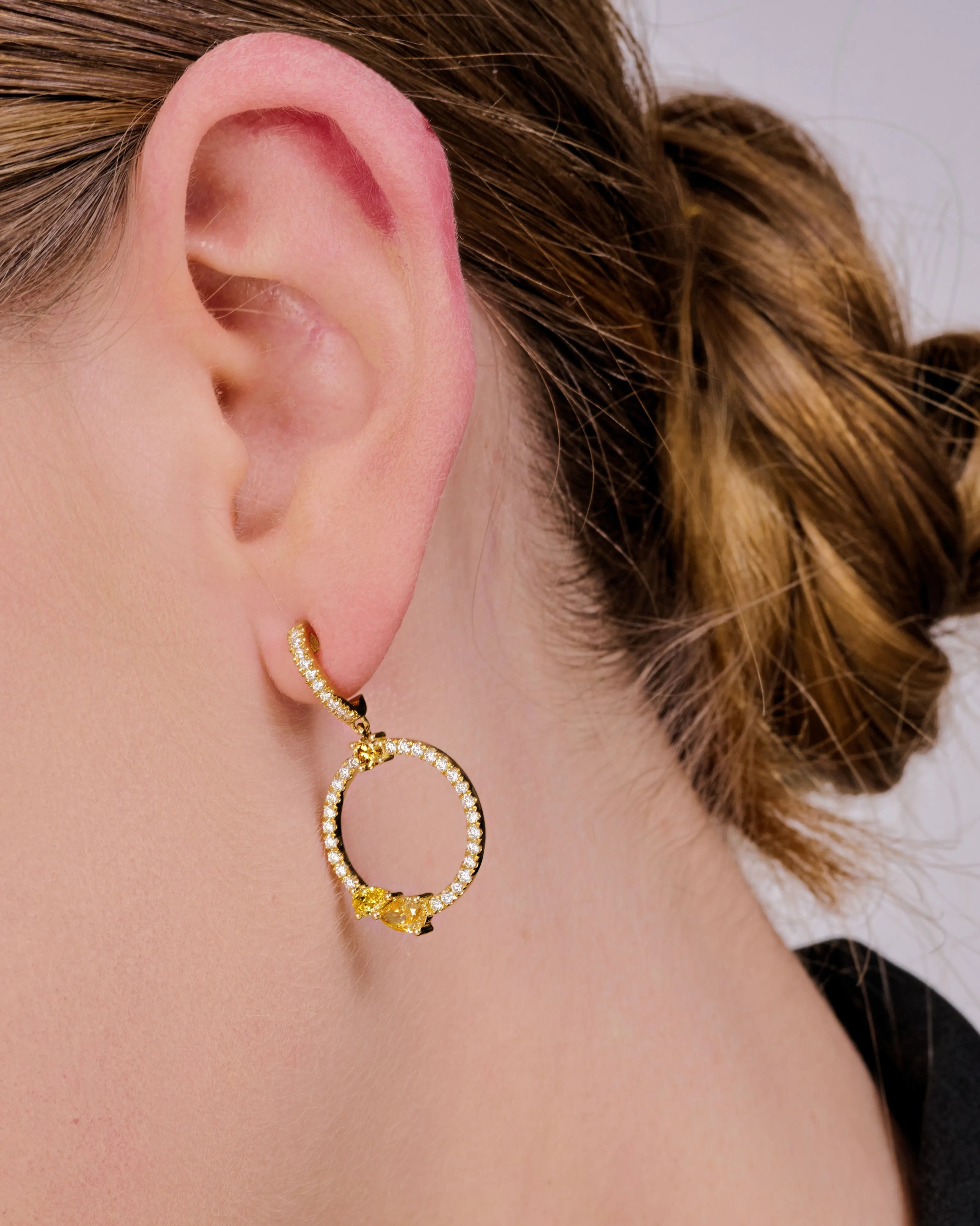 Fancy Halo Drop Earrings