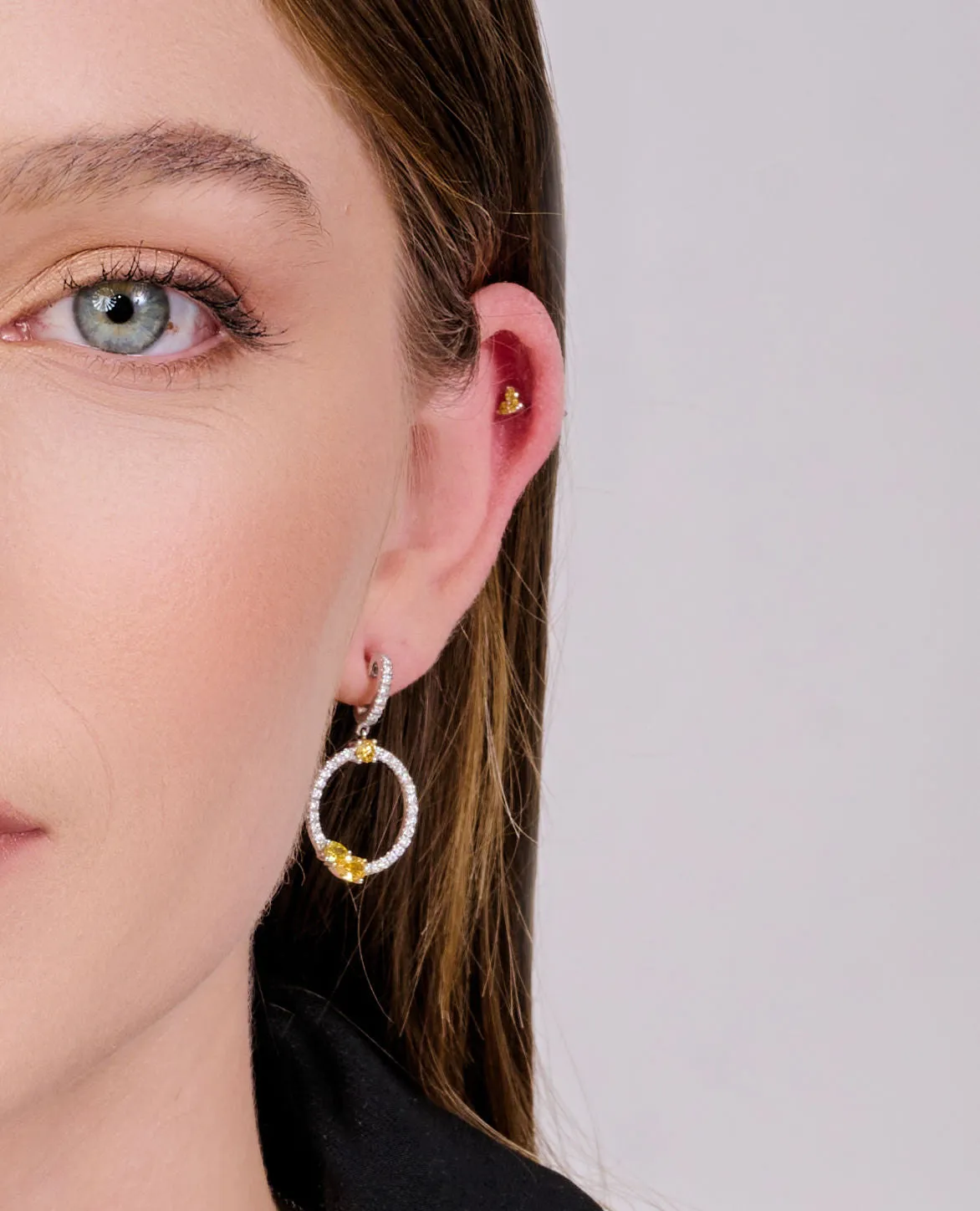 Fancy Halo Drop Earrings