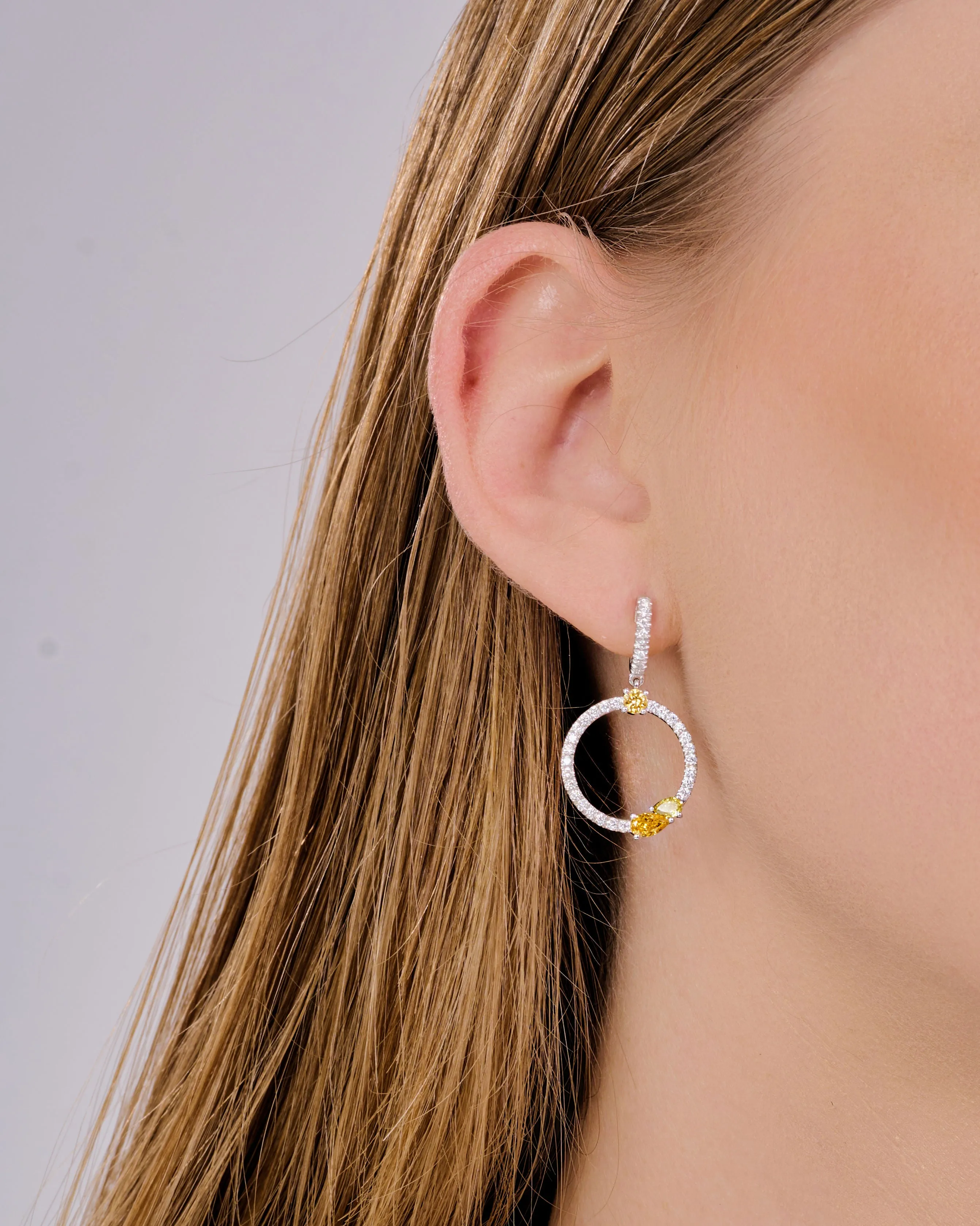 Fancy Halo Drop Earrings