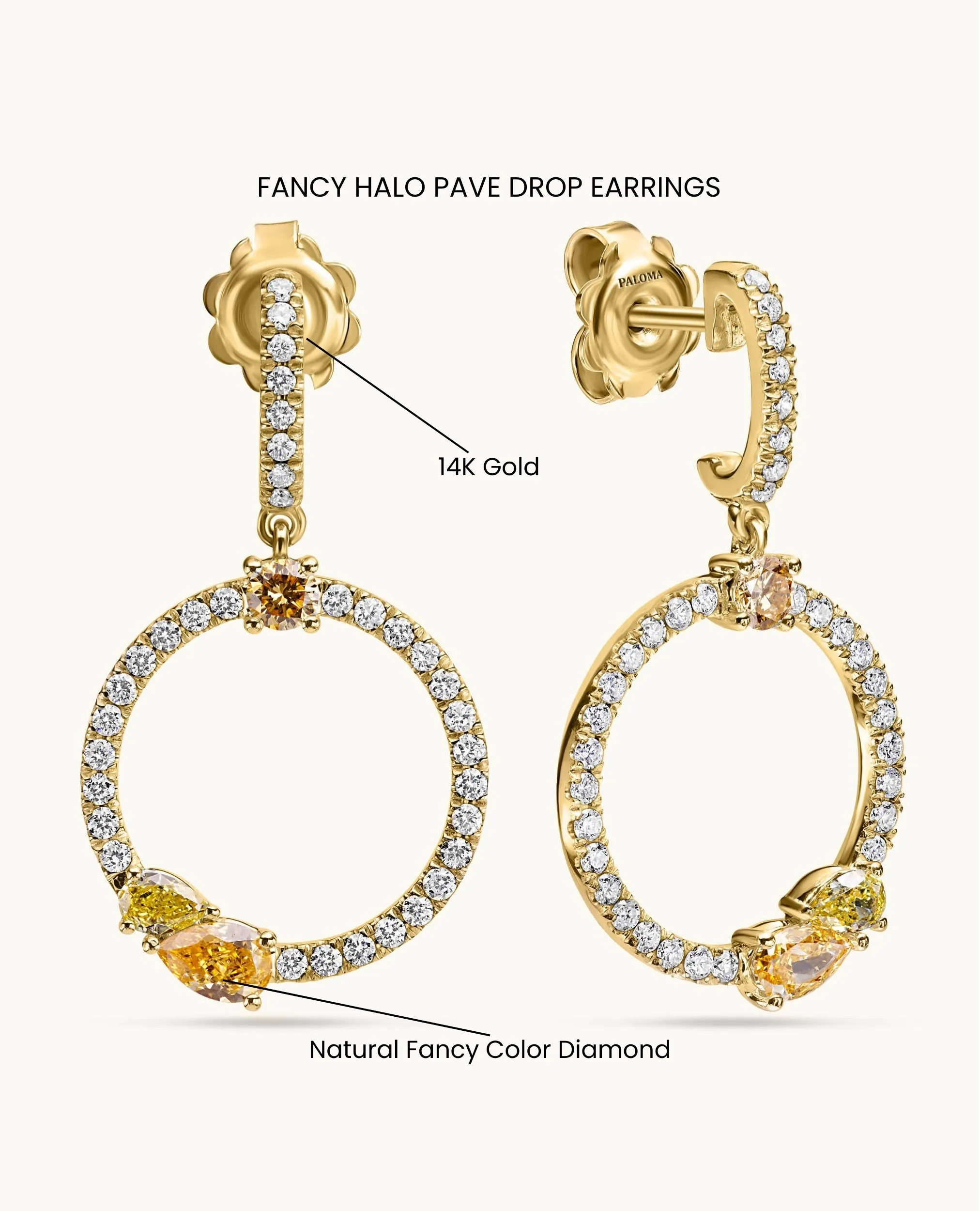 Fancy Halo Drop Earrings