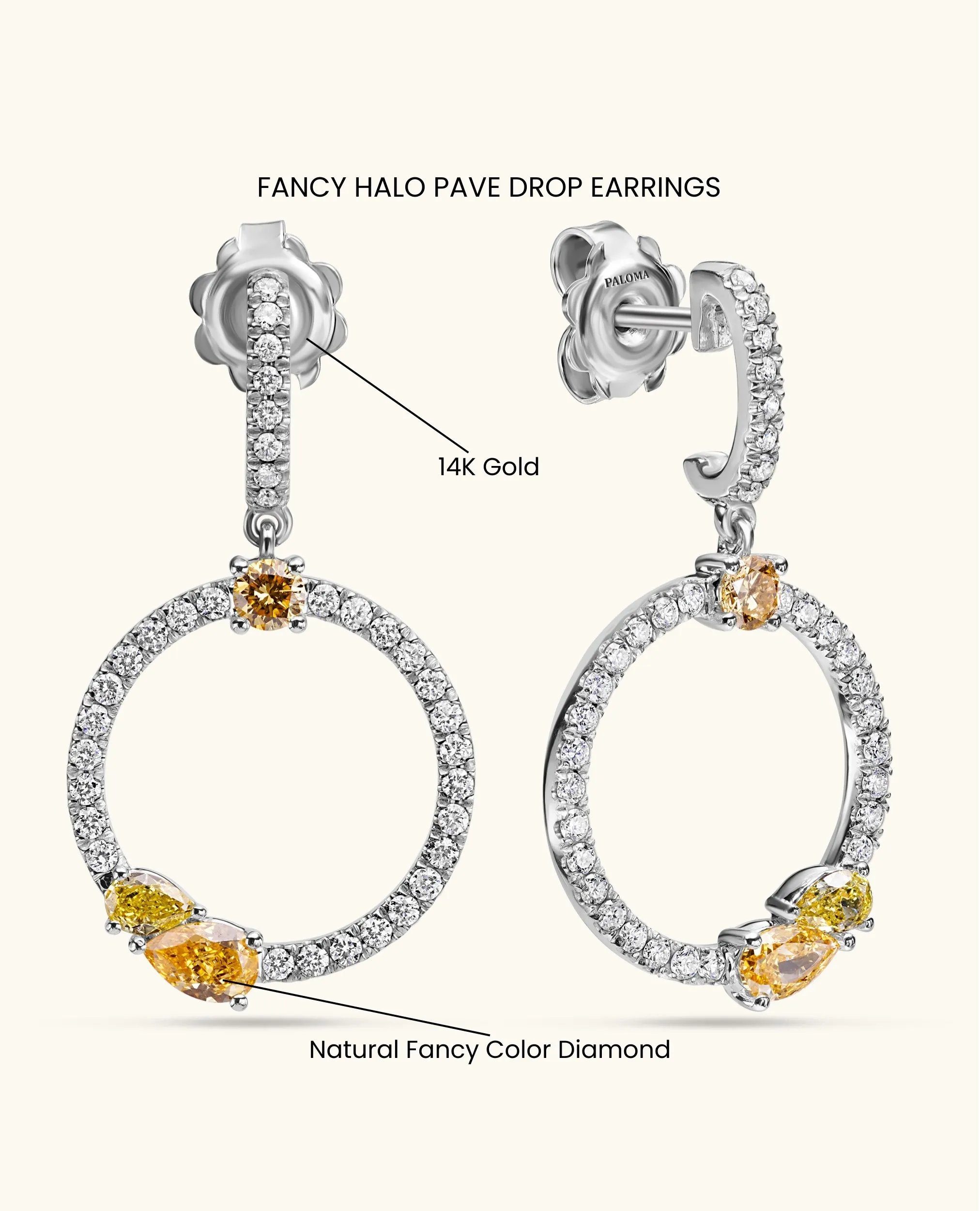 Fancy Halo Drop Earrings