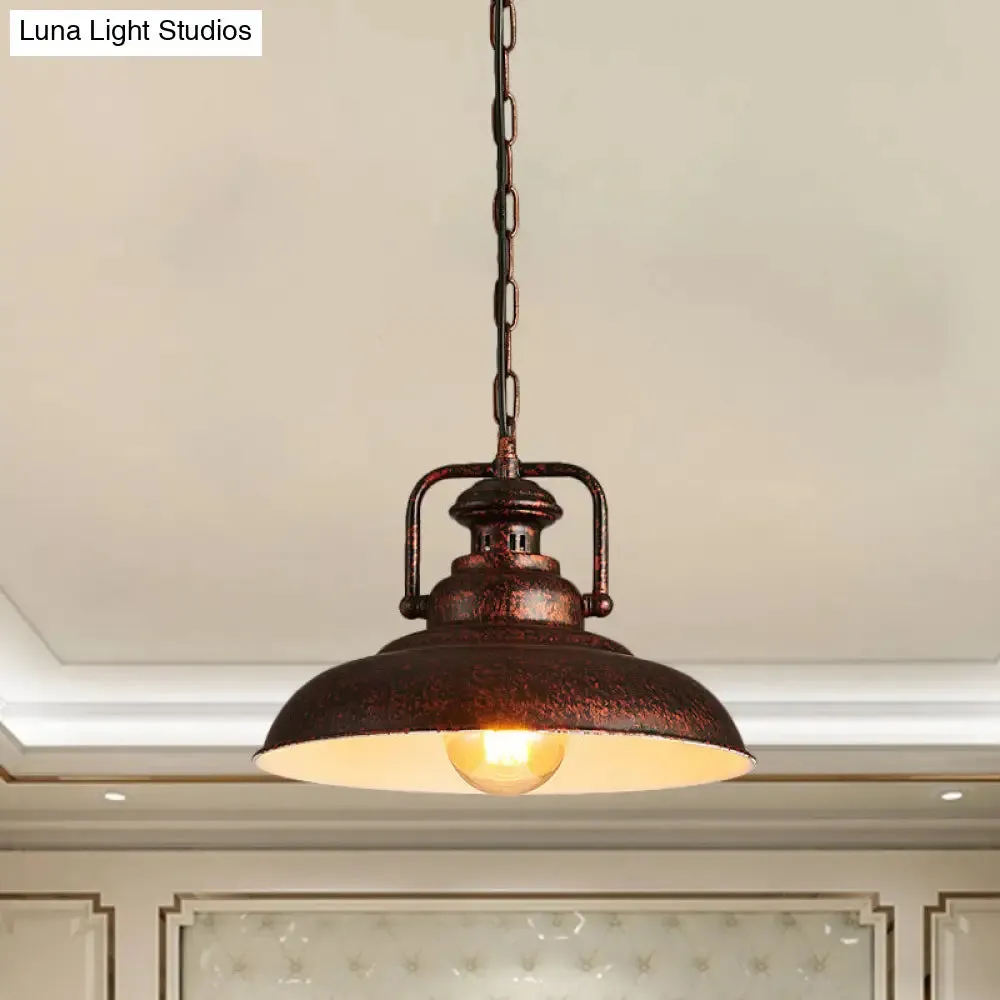 Farmhouse Style Rustic Barn Hanging Ceiling Light with Swivel Joint - Black/Rust Finish for Living Room Down Lighting