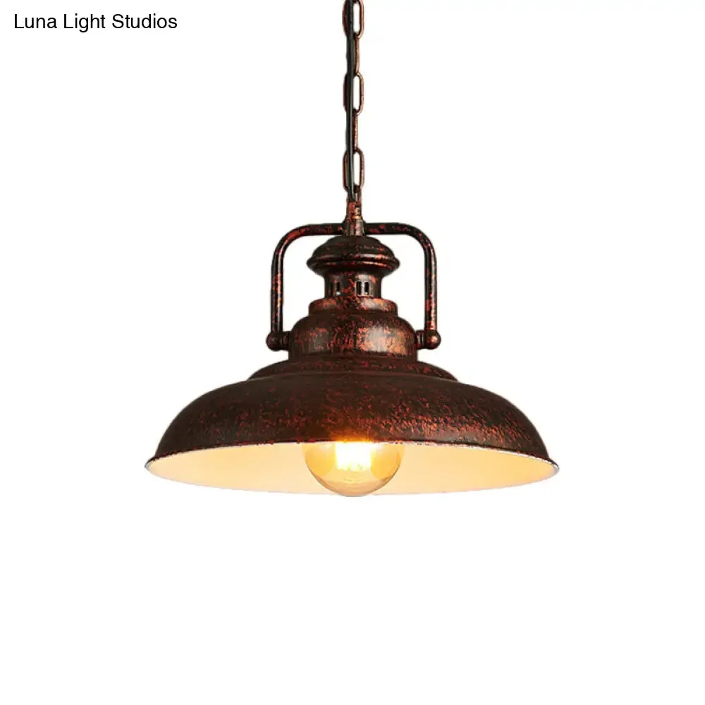 Farmhouse Style Rustic Barn Hanging Ceiling Light with Swivel Joint - Black/Rust Finish for Living Room Down Lighting